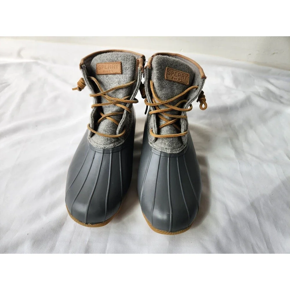 Sperry Top-Sider Women's 9 Gray Saltwater Wool Embossed Insulated Duck Boots
